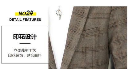 2026 Blazer Outdoor men's checked fashion business trend Wedding Slimming Gentleman Casual Korean travel high formal Wear Blazer