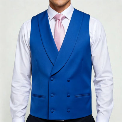 Men's Double Breasted Vest – Formal Lapel Waistcoat for Wedding & Business