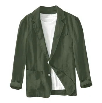 Cotton and Linen Blazer Men's Fashionable Business Casual Outdoor Versatile Travel Lightweight Loose-fitting Retro Style Blazer