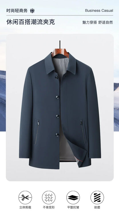 Men's 2025 Spring Fashion Handsome Trend Solid Color All-in-One Casual Business Jacket Loose Simple Lapel Top Coat