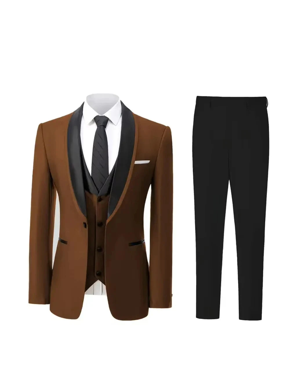 Wedding Men's Suits 3 Pieces Slim Fit Banquet Casual Wedding Suit Single Breasted Lapel (Jacket+Vest+Pants)