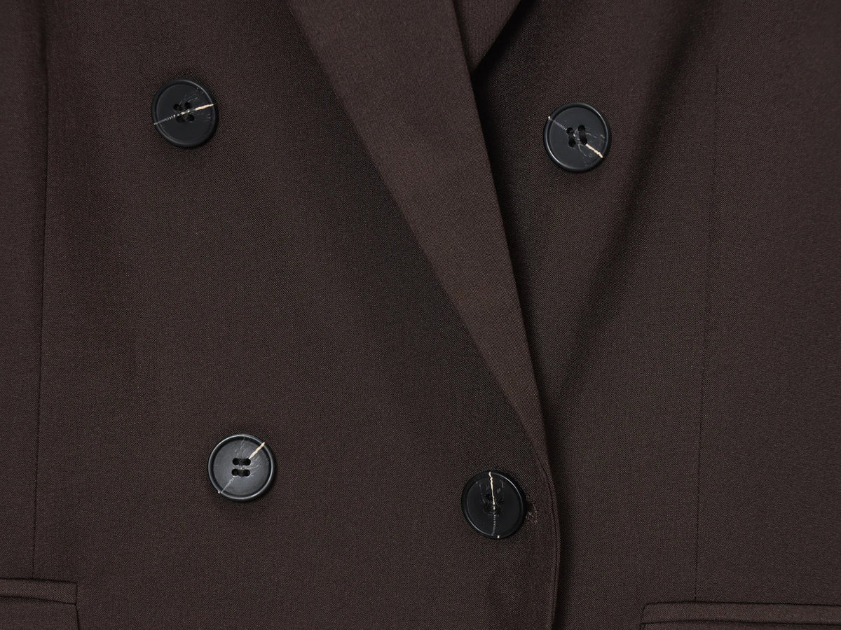 Elegant Commute Double Breasted Blazer Women Trendy Vintage Brown Blazer with Shoulder Pads 2026 Spring Chic Lady Blazer
