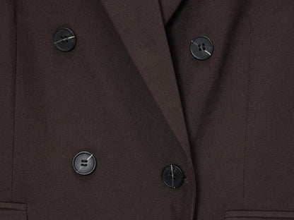 Elegant Commute Double Breasted Blazer Women Trendy Vintage Brown Blazer with Shoulder Pads 2026 Spring Chic Lady Blazer