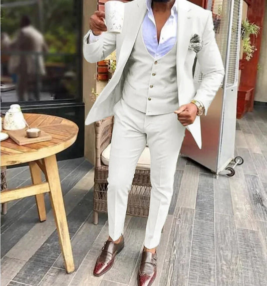 Champagne Men's Suit Smart Business Tuxedo Slim Fit Formal Wedding Groomsmen Blazer 3 Piece Costume Homme Pour Mariage