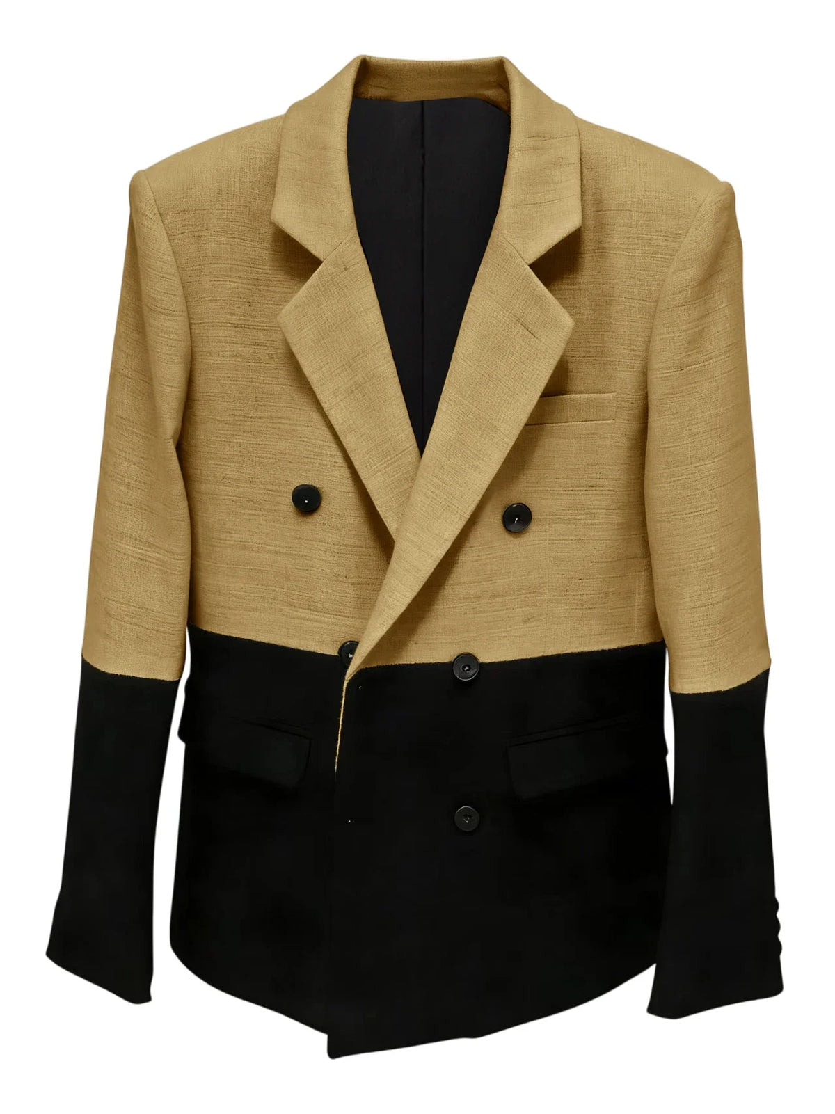 Men's Linen Color Block Blazer Double Breasted Notch Lapel Lightweight summer Sport Coat Fashion Jacket for Party & Streetwear