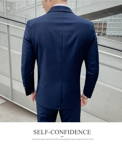 Men's Slim Fit Business Suit – Smart Casual Single Breasted Formal Suit for Work, Wedding & Special Occasions