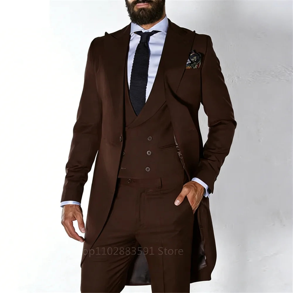 Men's Tailcoat Tuxedo in Royal Blue Made to Measure Wedding Groomsmen Long Fashion Blazer Smoking Suit Customizable Male Traje
