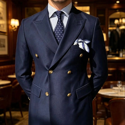 1Piece Navy blue Wedding Men Suit Blazer Business Groom Wear Groom Tuxedos Double Breasted Jacket Formal Costume
