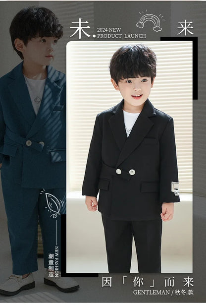 Boys Double Breasted Blazer Jack Vest Pants Children Suit Waistcoat Wedding Clothes Set Toddler Formal Dress Kids Tuxedos Outfit