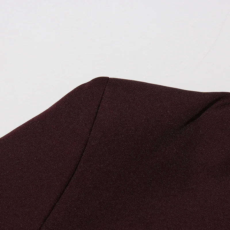 Spring Autumn New Women Blazer V-neck Single Button Asymmetric Solid Color Scarf Collar Fashion Elegant Trendy Coat HK17099