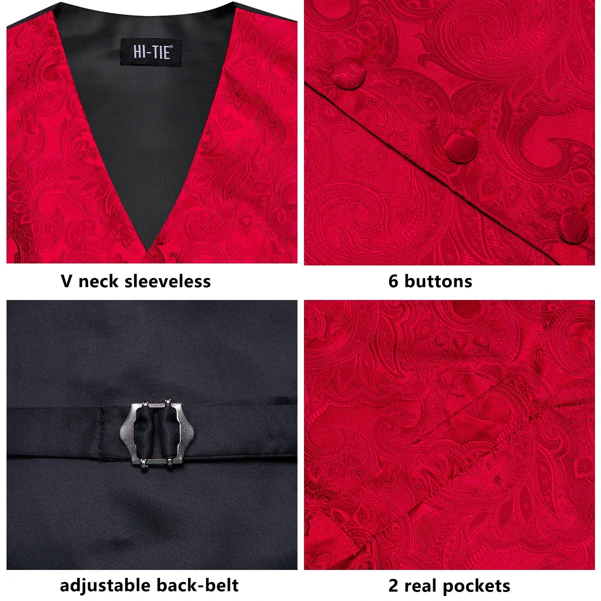 Men's Suit Vest Set – Floral Jacquard Waistcoat with Tie, Hanky & Cufflinks for Weddings & Formal Events