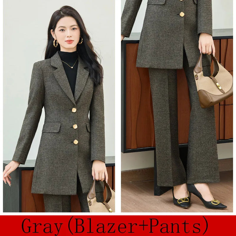 High End Windbreaker Coat Professional Suit Female Autumn Winter Formal Ladies Lengthen Business Suits Women Work Office Uniform