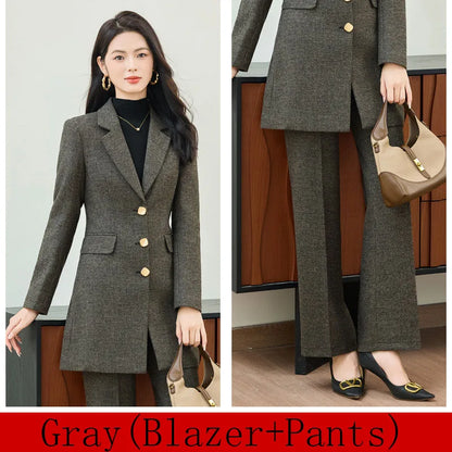 High End Windbreaker Coat Professional Suit Female Autumn Winter Formal Ladies Lengthen Business Suits Women Work Office Uniform