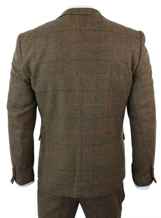 Men's Brown Herringbone Tweed 3 Piece Suit – Slim Fit Wedding & Formal Suit Set