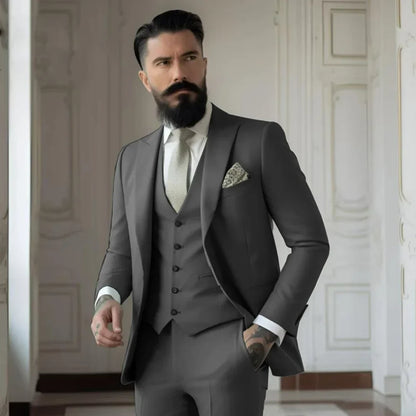 Men's Full 3 piece Single-breasted Elegant Fashion Slim Design Comfortable Commuter Wedding Dress Custom Man Suit for Men