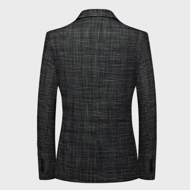 KIDWHXR Men Suit Coat Slim Plaid Turn Down Collar Male Blazer British Style Single-breasted Business Casual Man Outerwear