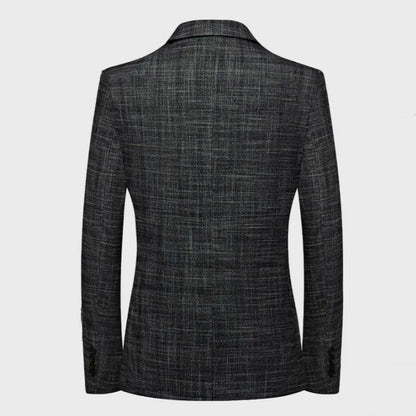 KIDWHXR Men Suit Coat Slim Plaid Turn Down Collar Male Blazer British Style Single-breasted Business Casual Man Outerwear