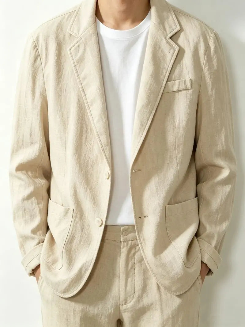 Pure Cotton Blazer Outdoor Men's Traveling Breathable, Non-stretch, Moisture-wicking, Sweat-absorbing, Fitted and Casual Blazer
