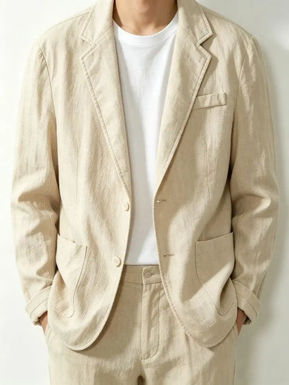 Pure Cotton Blazer Outdoor Men's Traveling Breathable, Non-stretch, Moisture-wicking, Sweat-absorbing, Fitted and Casual Blazer