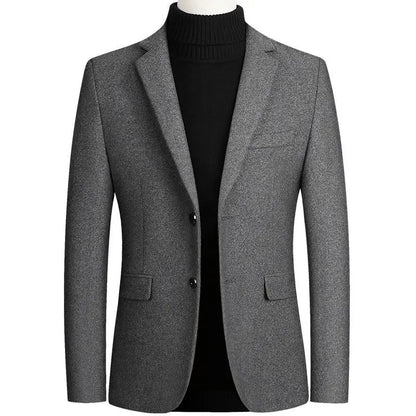 New Men's Wool Blazers Male Suit Jacket Oversized Solid Business Casual Winter Jacket Men Clothing Wedding Suit Coat 4XL