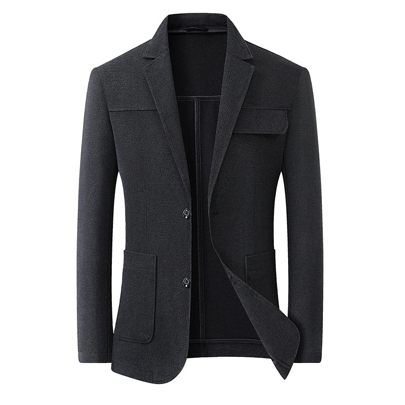 Men's Plus Size Denim Blazer – Smart Casual Single-Breasted Jacket for Big & Tall Men in Black & Blue