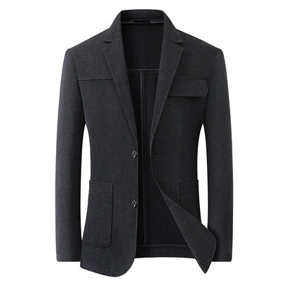 Men's Plus Size Denim Blazer – Smart Casual Single-Breasted Jacket for Big & Tall Men in Black & Blue