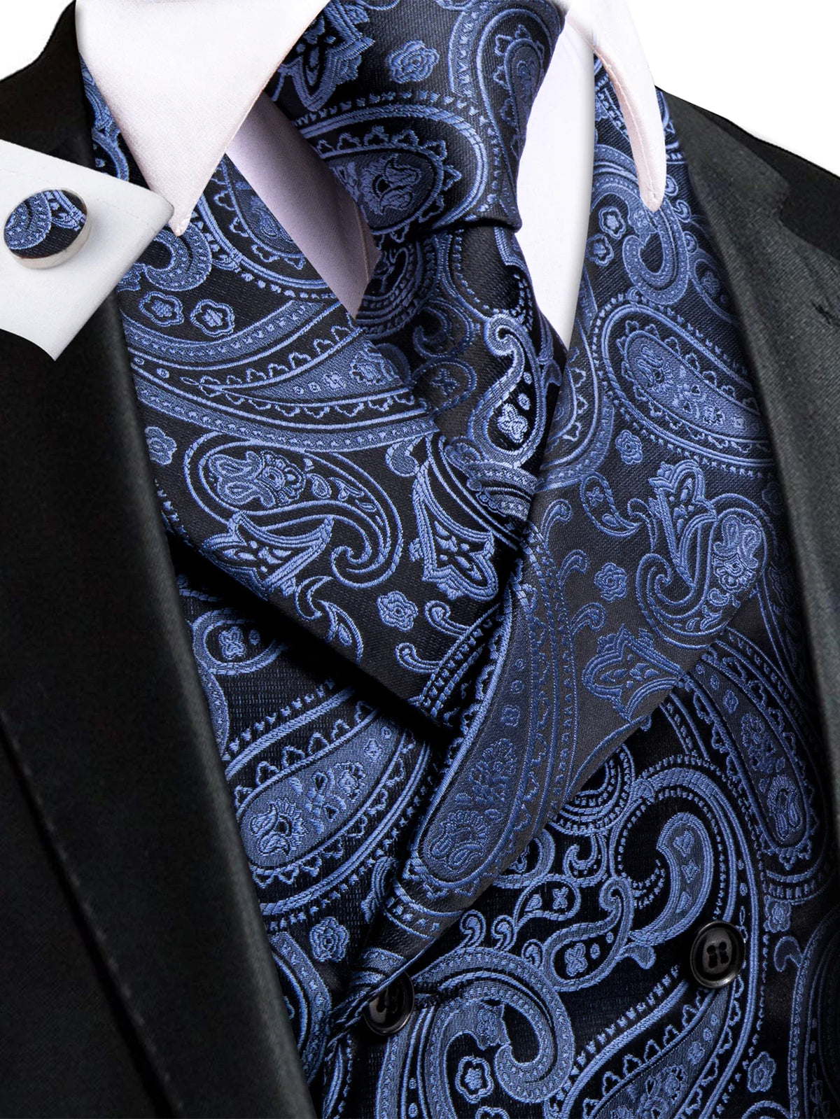 Men's Suit Vest Set Paisley Jacquard Double Breasted for Weddings and Formal Events