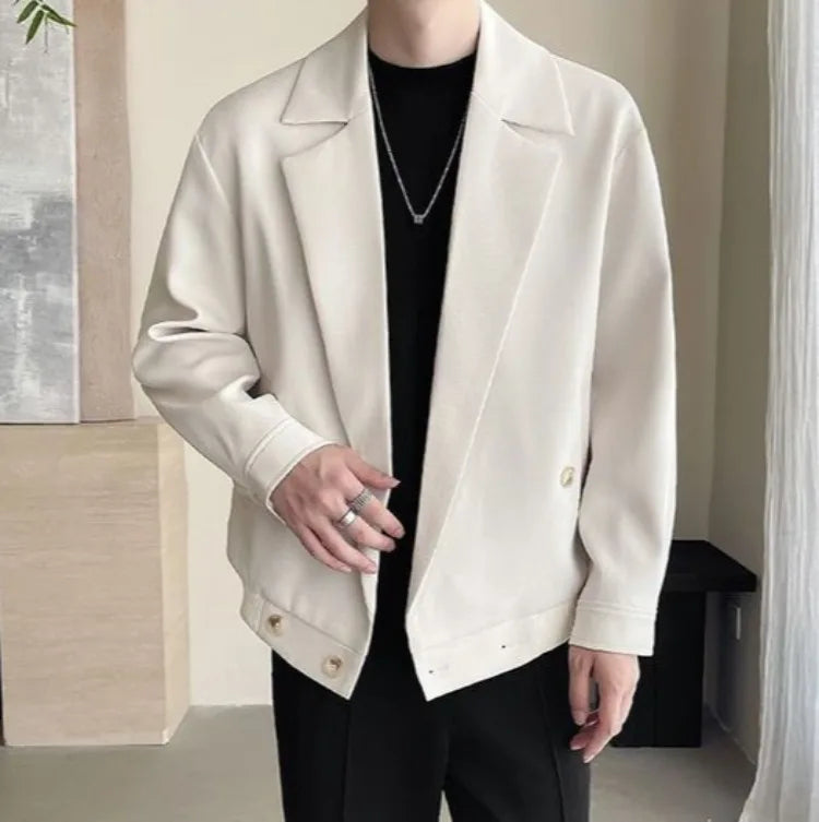 TikTok Trend Men's Autumn Designer Cropped Blazer High-End Casual Jacket Fashion Short Suit Outerwear