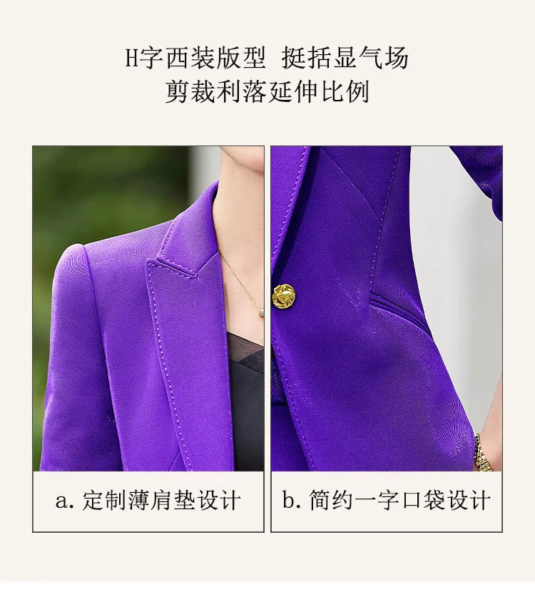 Office Ladies Formal Pant Suit 2 Piece Set Women Green Khaki Red Female Long Sleeve Business Work Wear Blazer Jacket And Trouser