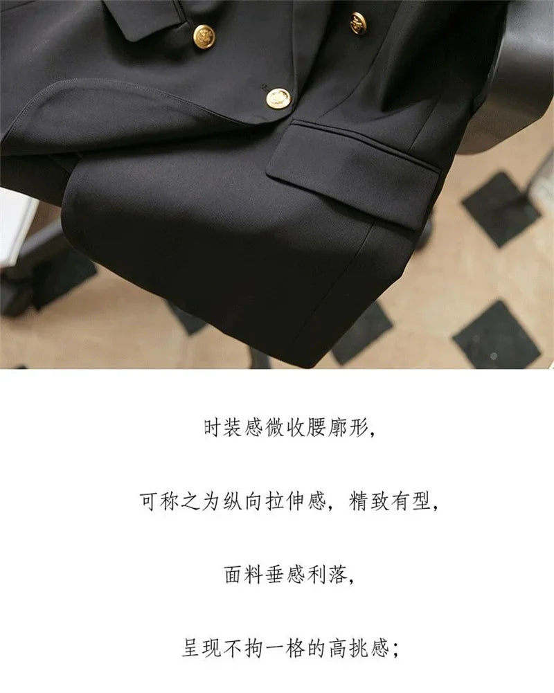 Women Spring Suit Jacket With Lined Waistcoat Female Korean Solid Color Loose Double Breasted Casual Blazers Vest Tops Jacket