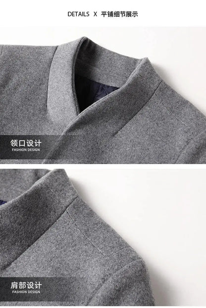 High-quality, Fashionable, Stylish, Versatile, for Banquets, Shopping, Trendy Business, Casual, Solid-color Men's Woolen Overcoa