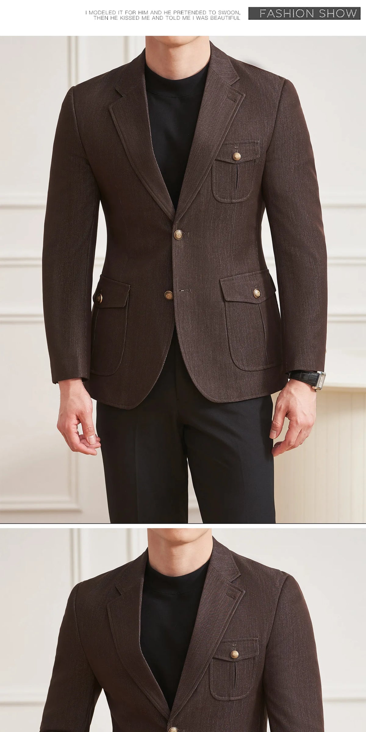 High Quality Men's Denim Style Suit Jacket Vintage Luxury Slim Fit Business Fashion Casual Suit Coat Formal Wedding Tuxedos