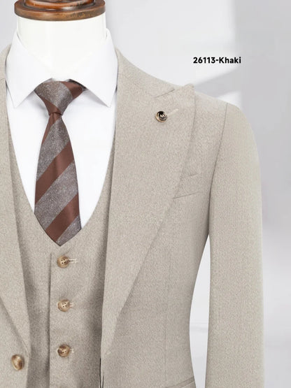 Men's Slim Fit Suit Set 3 Pieces Banquet Party Wear Handsome Peak Lapel Suits For Men Business Office Long Sleeve Tuxedo S-3XL