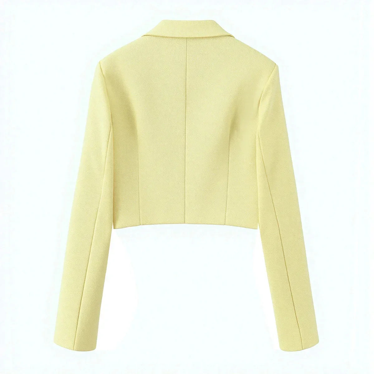 Spring Commuter Style Short Blue Suit Jacket Women's Fashionable Versatile Single Button Flip Collar Top Thin Long Sleeve
