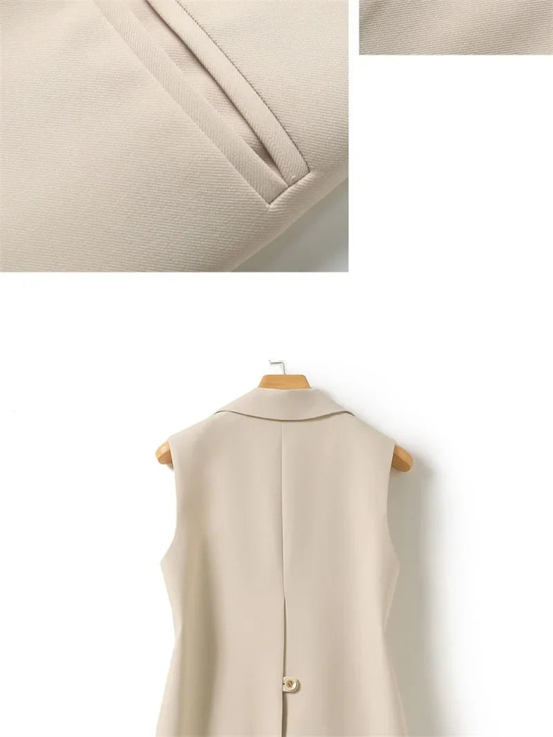 New Fashion Korean Women Vest Spring Autumn Suit Vest Sleeveless Jacket Cardigan Slim Fit Waistcoat High Quality Office Clothing