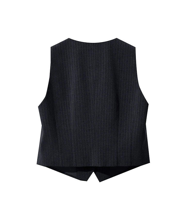 Pant for Woman 2025 Autumn New Versatile Ladies Clothing Commuter Style Striped Vest Casual Loose Sleeveless Women 12523089