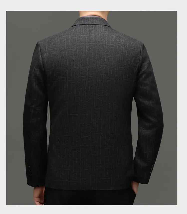 Men's Smart Casual Blazer Single Breasted Dark Pattern Coffee & Grey Spring Autumn