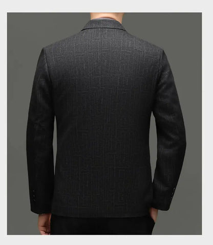 Men's Smart Casual Blazer Single Breasted Dark Pattern Coffee & Grey Spring Autumn
