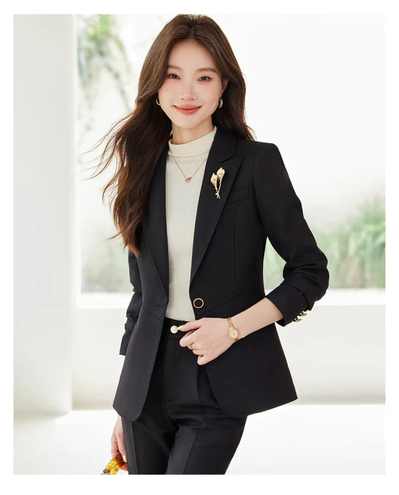 Professional women's exquisite two-piece trousers + suit jacket, elegant fashionable, new style for autumn winter 2025