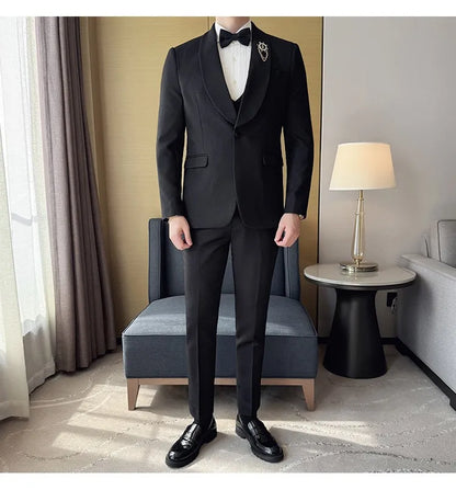 Men's Slim Fit 3-Piece Suit for Weddings, Parties & Formal Occasions – White, Red, Black