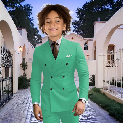 Fashion Light Grey Boy Suit Wedding Tuxedo Double Breasted Formal Child Jacket 2 Piece Blazer Pants costume enfant garçon