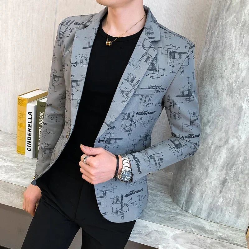 Blazer Men's Fashion Outdoor Travel Gentleman Wedding Slimming Business Versatile Trendy Casual Korean-style Formal Wear Blazer