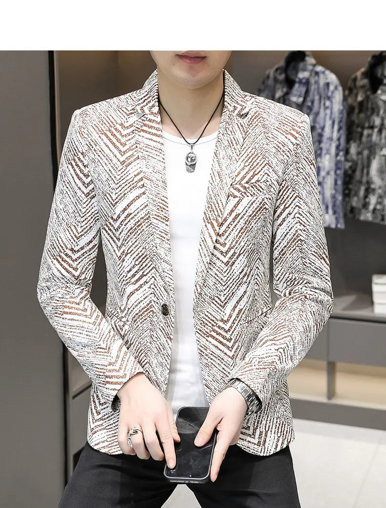 Blazer Men's Fashion Outdoor Travel Gentleman Wedding Slimming Business Versatile Trendy Casual Korean-style Formal Wear Blazer
