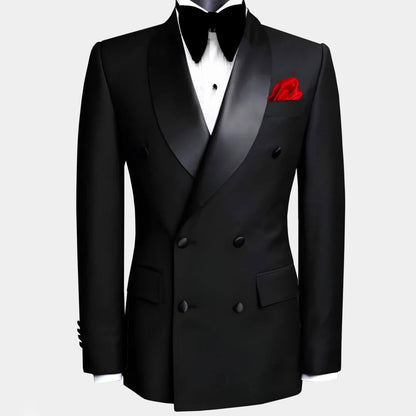 Men Suit 3 Pieces Black Single Button With Bright Lapel For Wedding Groom Banquet Party Business Work Set Jacket Vest Pants