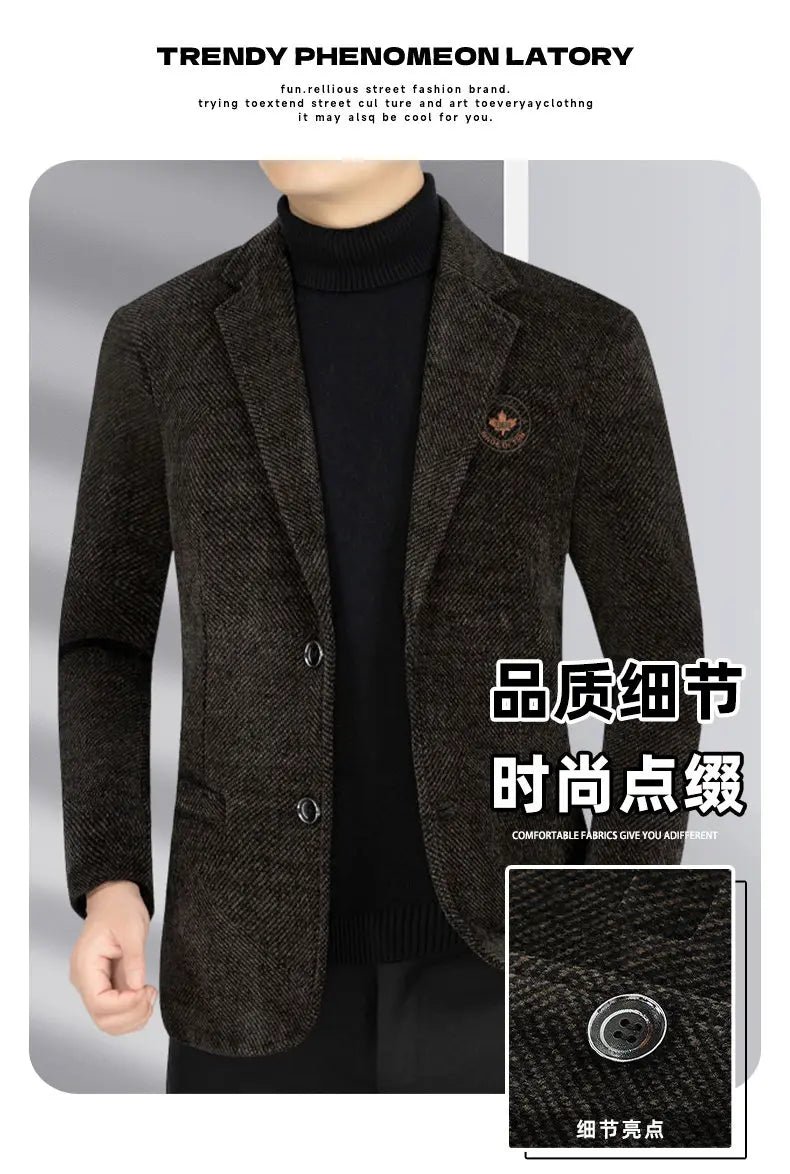 Blazer Men's Business Gentleman Wedding Fashionable Solid Color Best Man, Slimming and Casual Middle-aged and Elderly Blazer