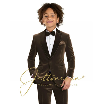 Kids Birthday Dress Baby Boys Burgundy Velvet Blazer Jacket Pants Photograph Suit Children Wedding Performance Party Wear