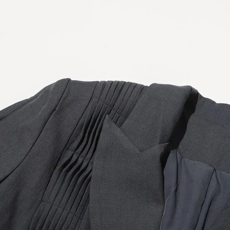 Women Blazer Turn-down Collar Single Button Pleated High-end Elegant Fashion Jacket Office Lady Ins Coat New Spring HK11499