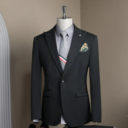 Man Blazer Spring Autumn Turn Down Collar Single-breasted Male Outerwear Business Casual Long Sleeve Versatile Men Suit Coat