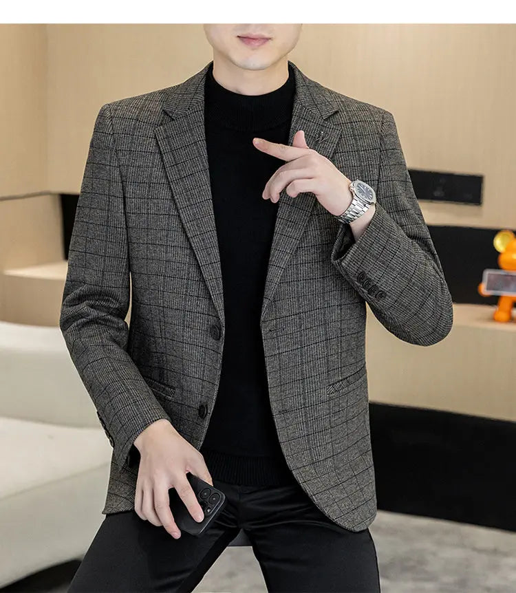 Men's Single Breasted Blazer Smart Casual Autumn Jacket