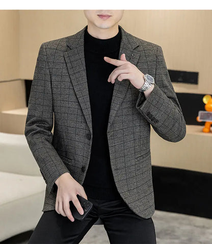 Men's Single Breasted Blazer Smart Casual Autumn Jacket